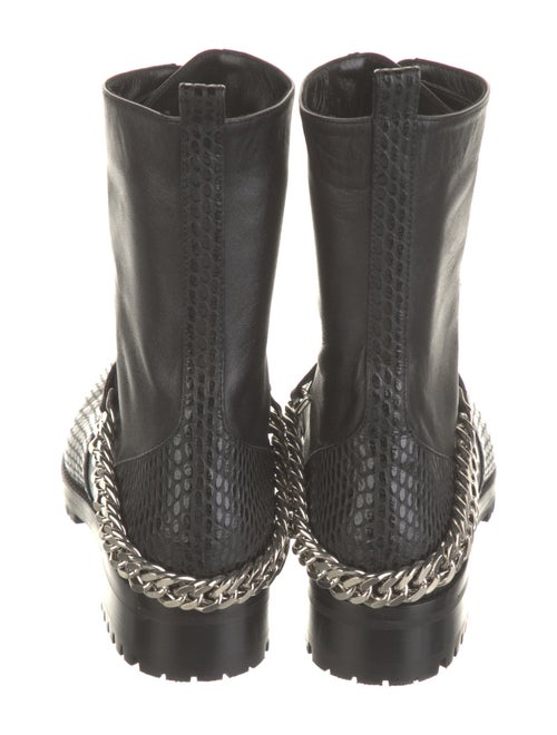 Christian Louboutin Leather Chain-Link Accents Combat Boots