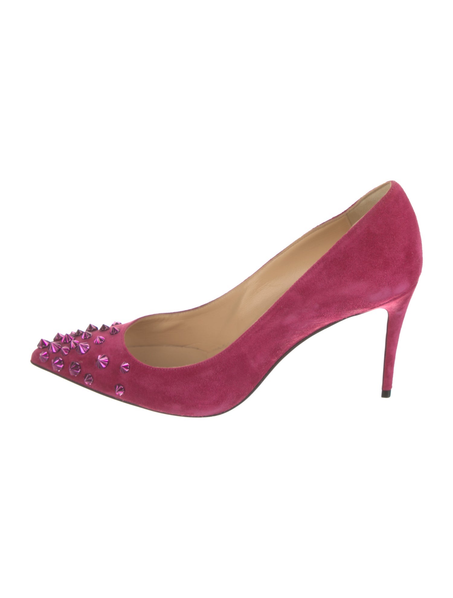 Christian Louboutin Spike Accents Suede Pumps