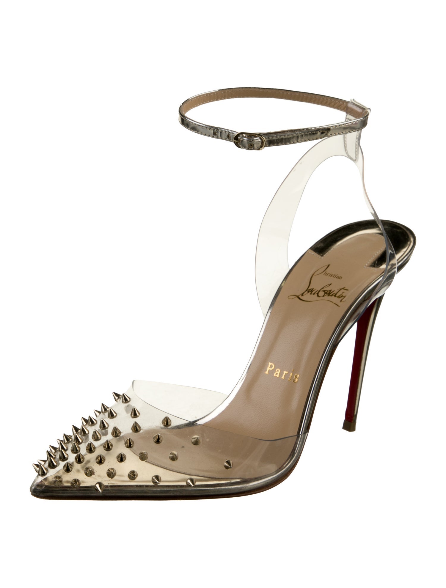 Christian Louboutin PVC Studded Accents Slingback Pumps