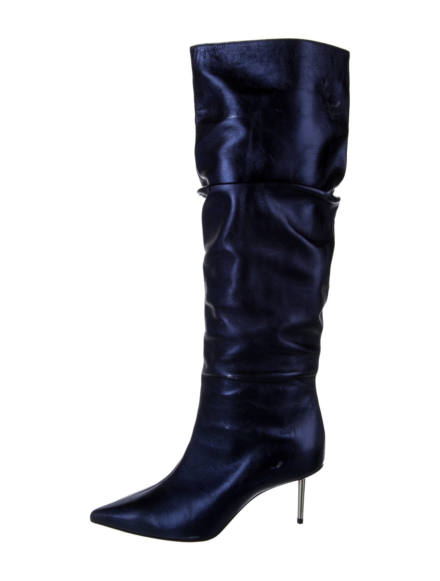 Christian Louboutin Leather Pleated Accents Boots