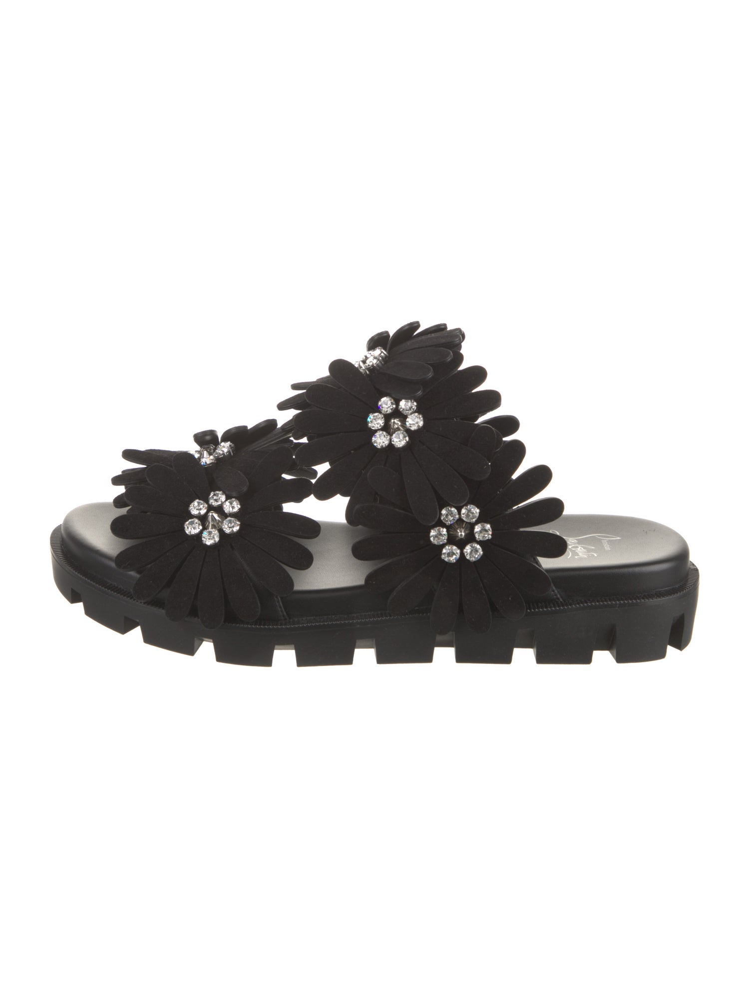 Christian Louboutin Suede Floral Print Slides w/ Tags