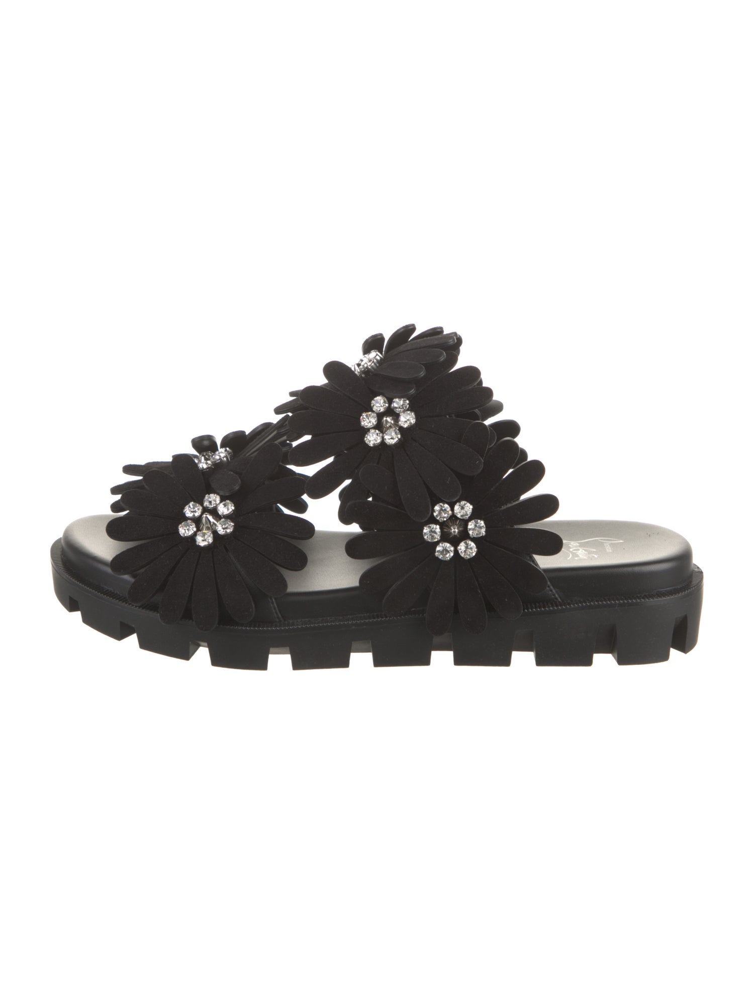 Christian Louboutin Suede Crystal Embellishments Slides w/ Tags