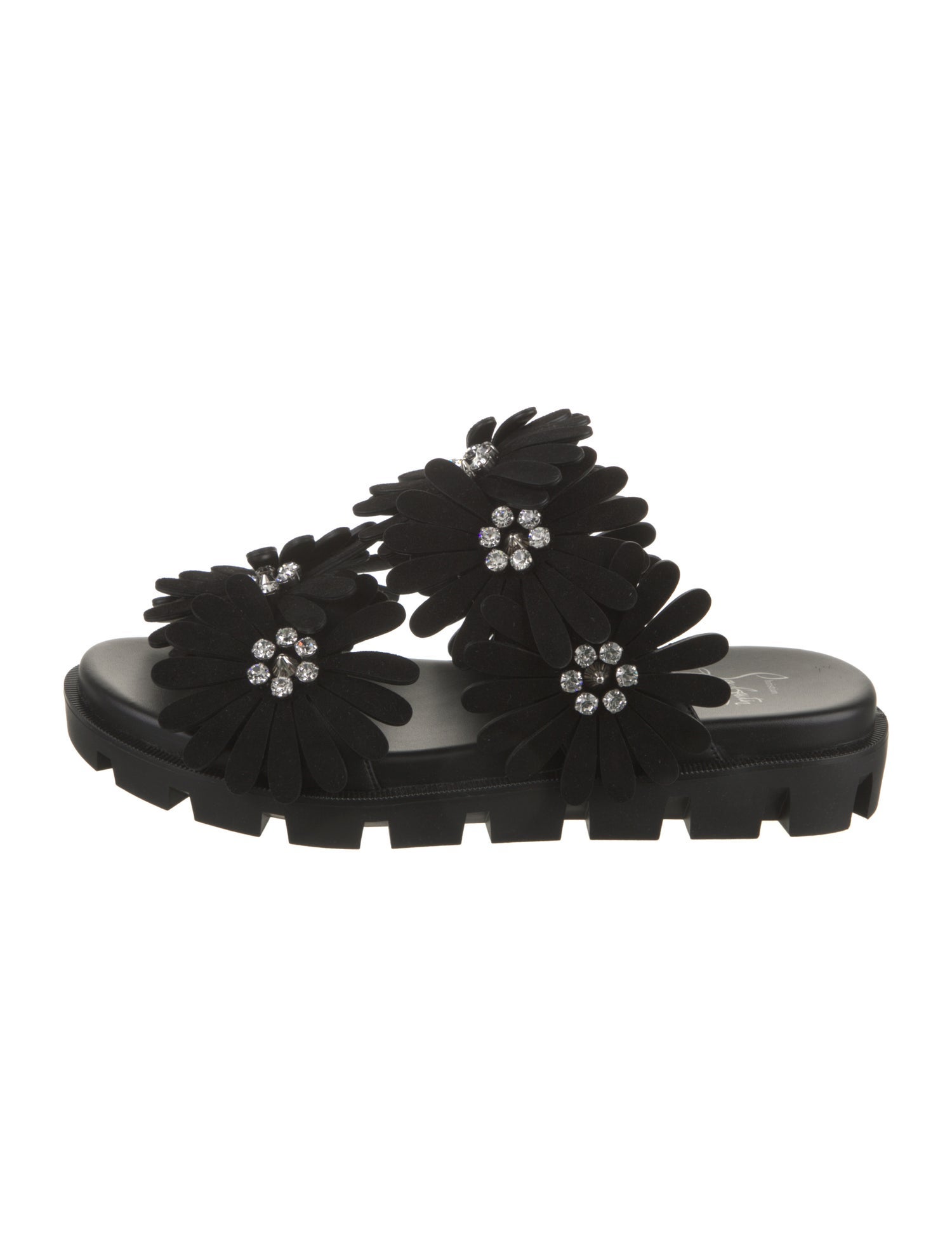 Christian Louboutin Suede Crystal Embellishments Slides w/Tags