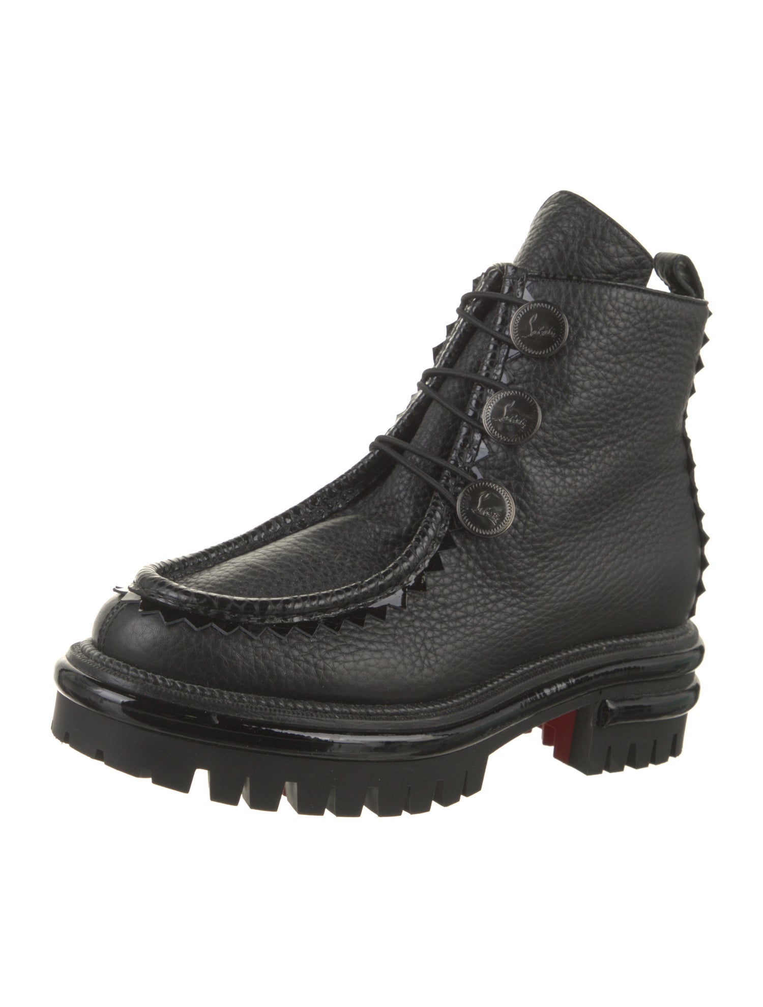 Christian Louboutin Pole Sweed Leather Lace-Up Boots