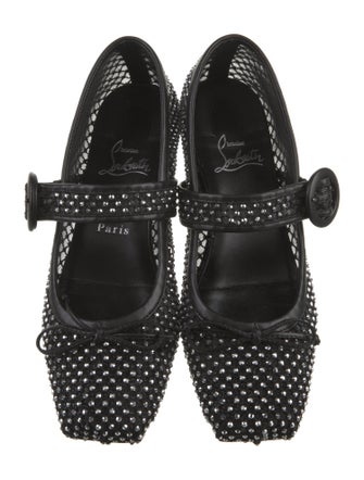 Christian Louboutin Mesh Bow Accents Mary Jane Flats w/ Tags