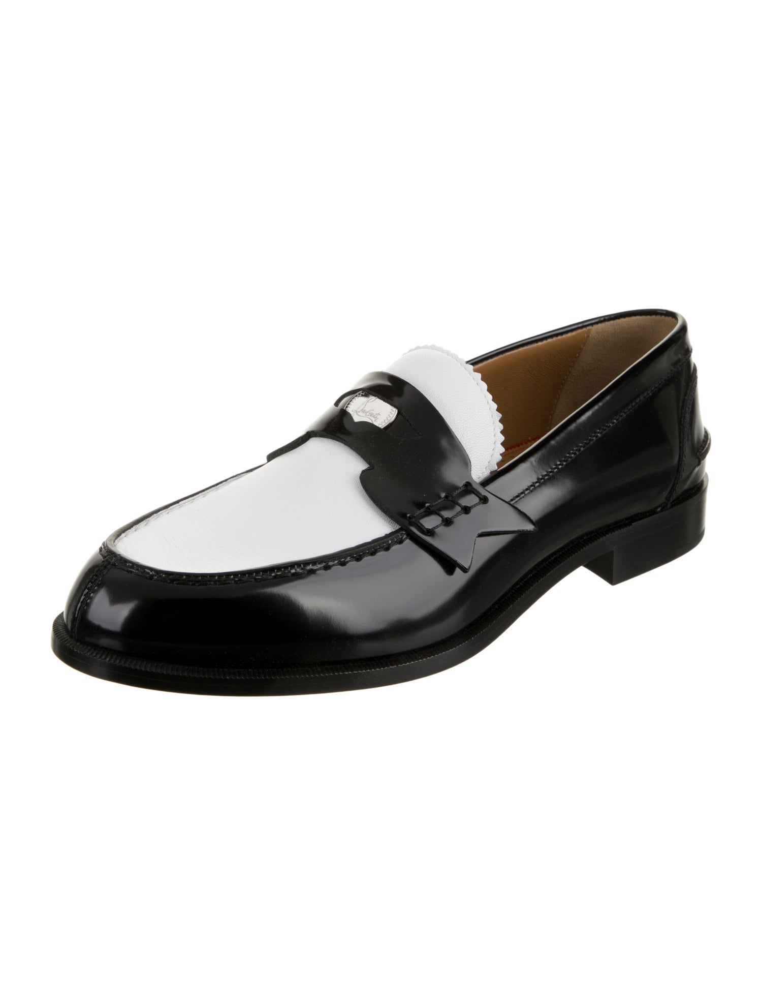 Christian Louboutin Patent Leather Colorblock Pattern Dress Loafers w/ Tags