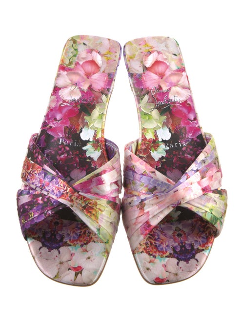 Christian Louboutin Satin Floral Print Slides w/ Tags