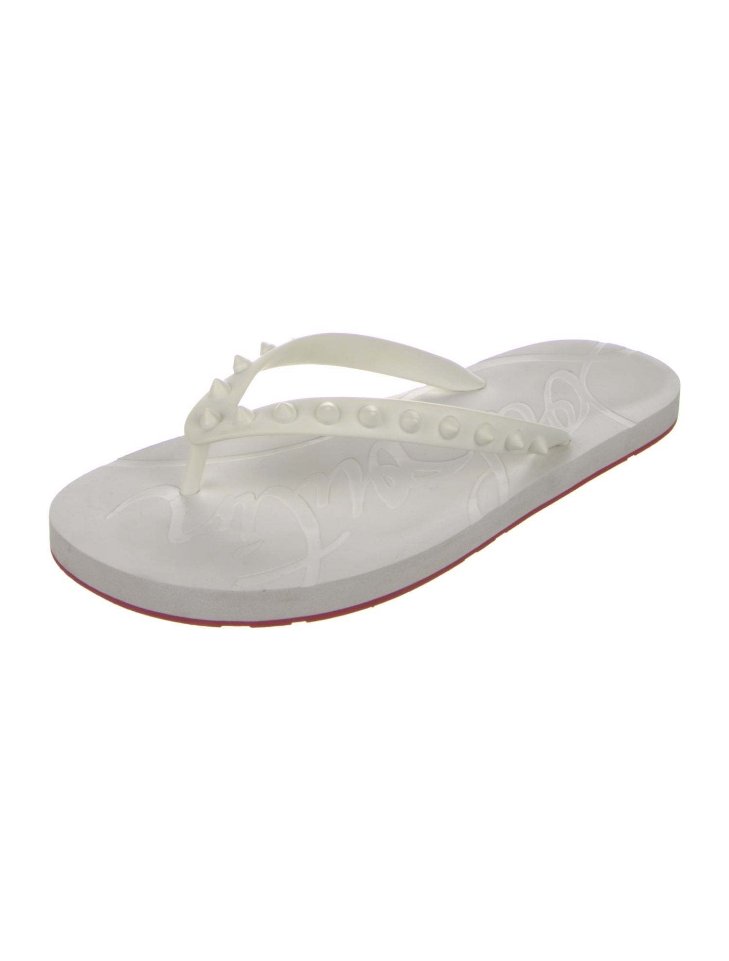 Christian Louboutin Spike Accents Rubber Flip Flops