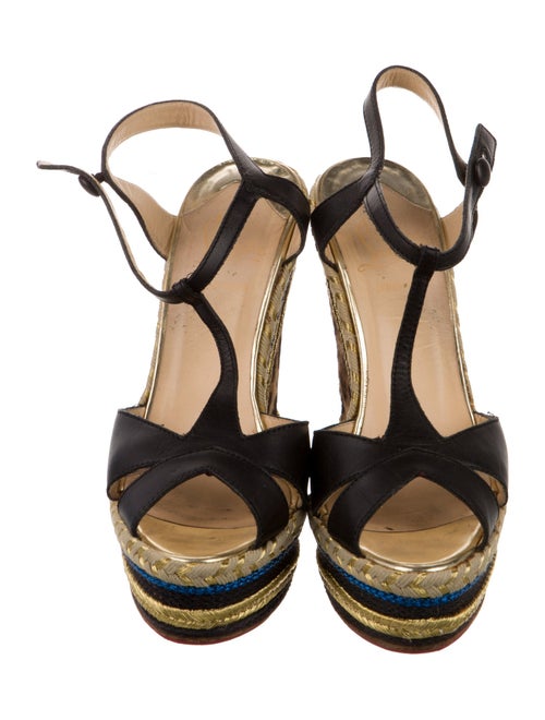 Christian Louboutin Leather Animal Print T-Strap Sandals