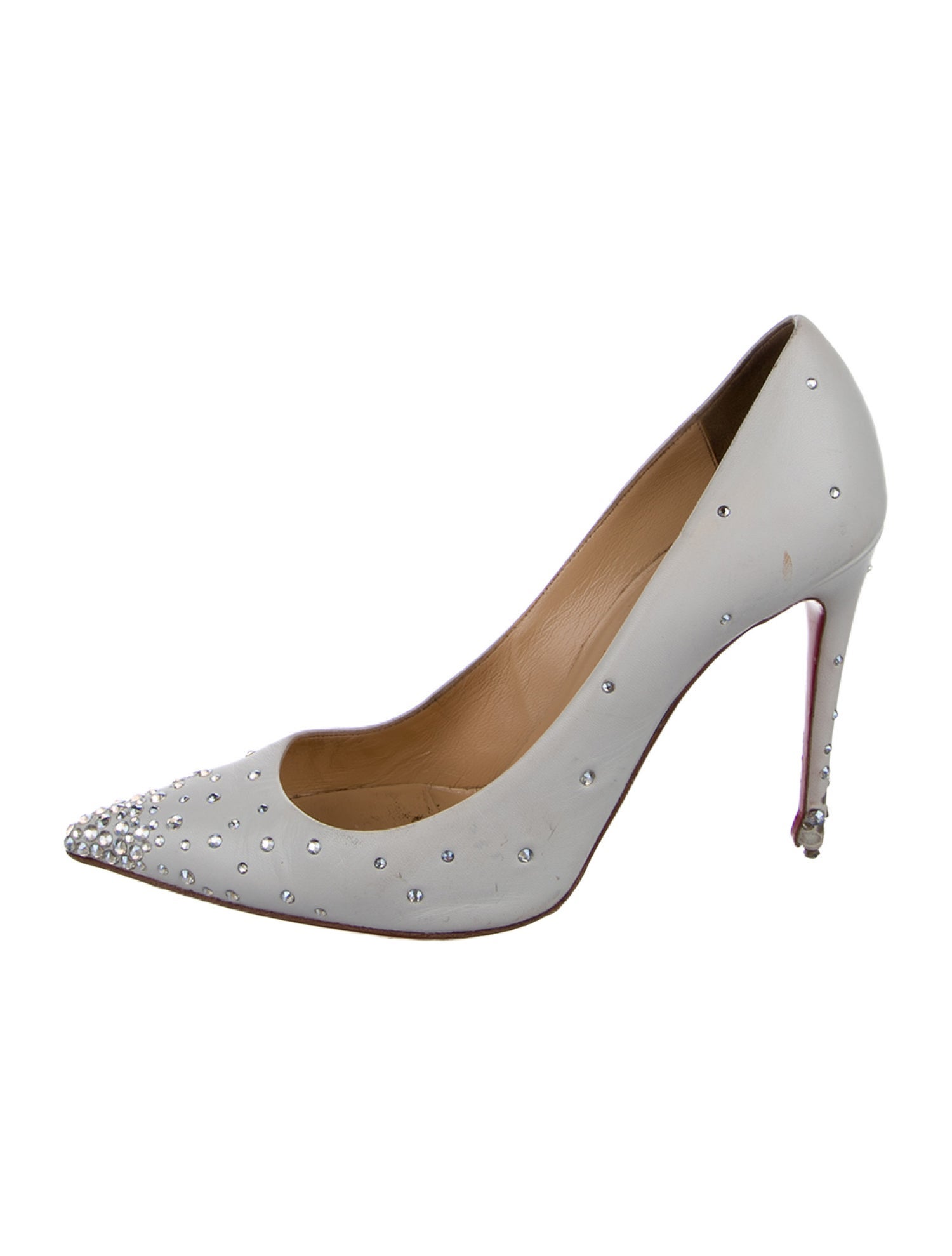 Christian Louboutin Leather Crystal Embellishments Pumps