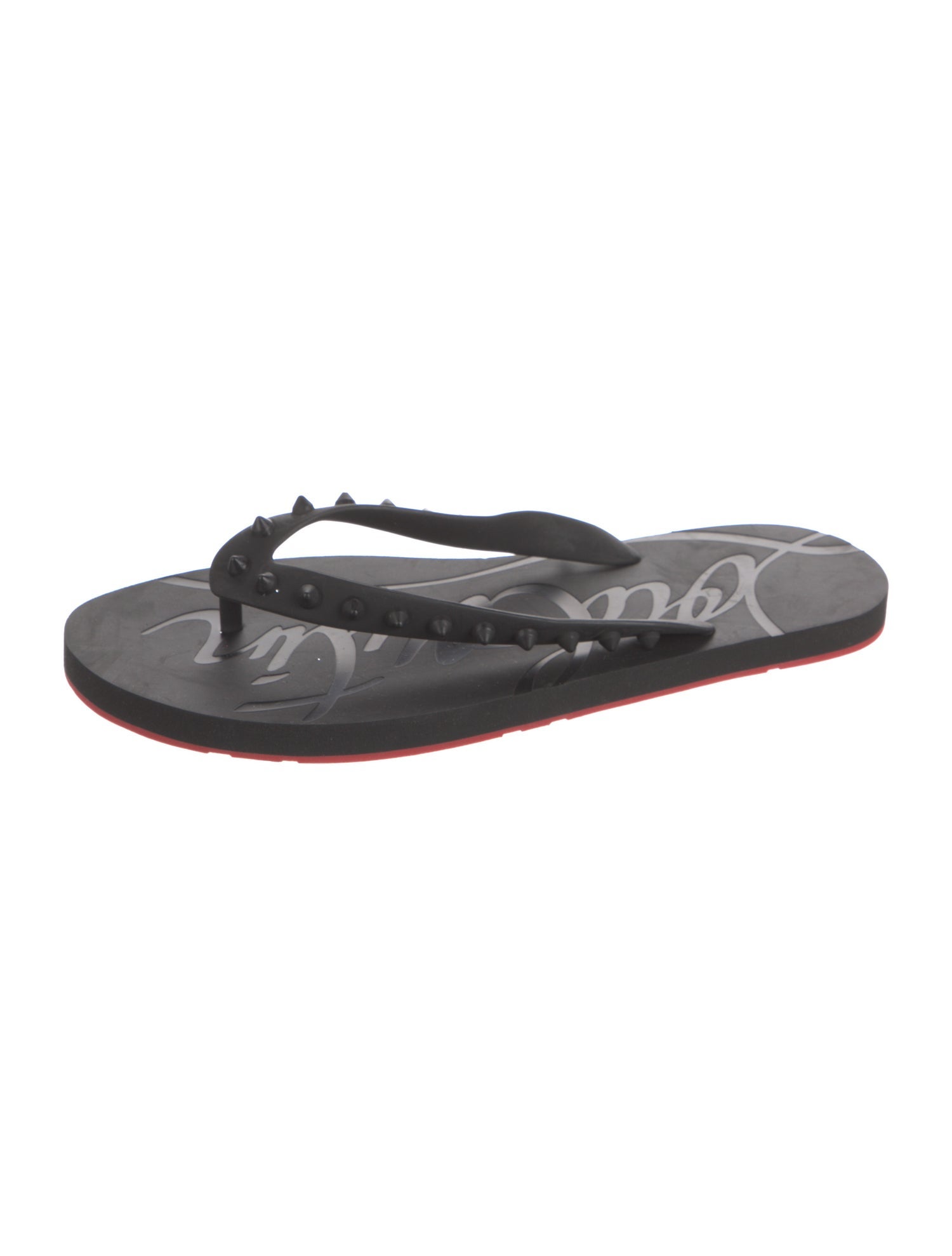 Christian Louboutin Rubber Studded Accents Flip Flops