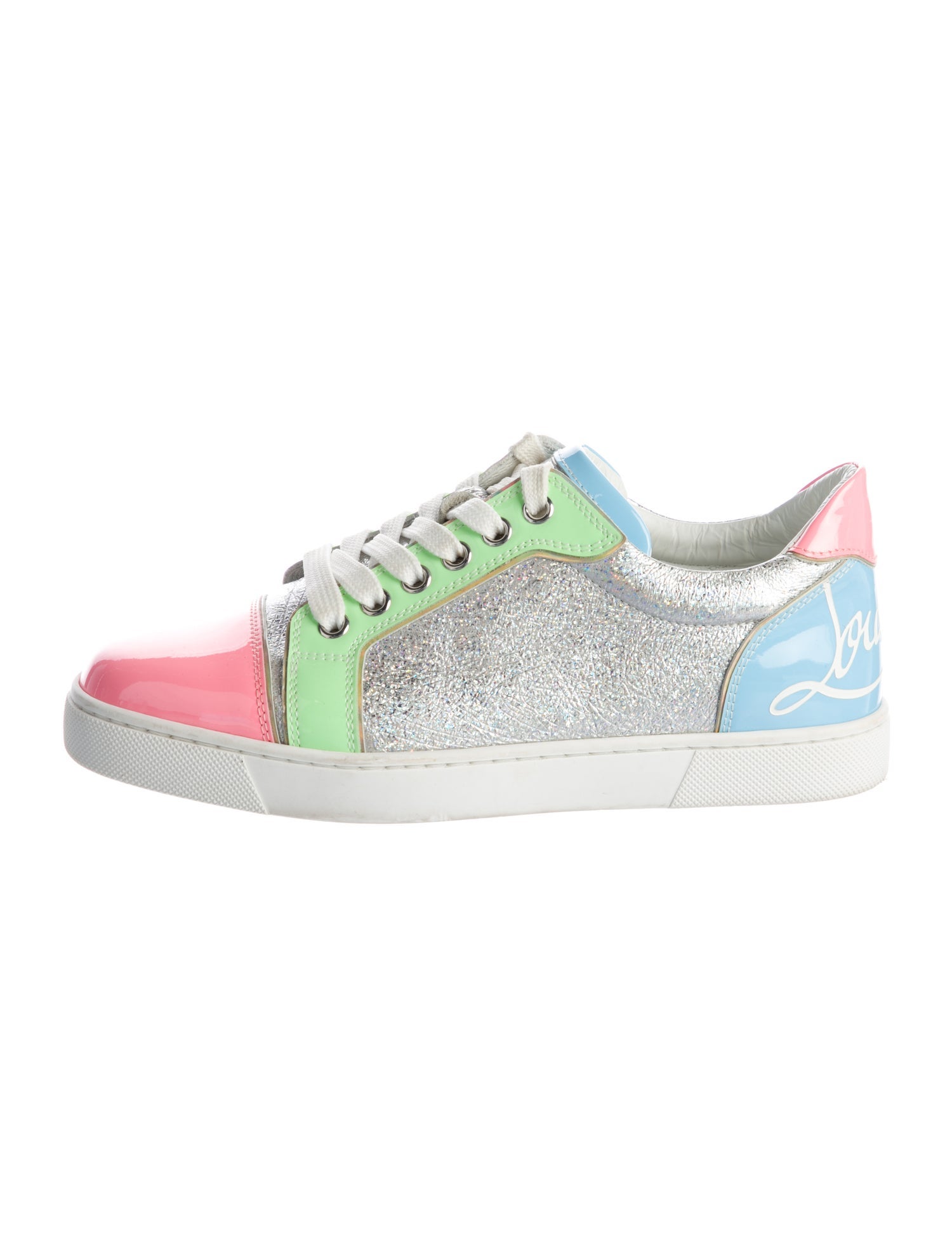 Christian Louboutin Patent Leather Colorblock Pattern Sneakers