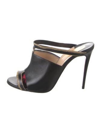 Christian Louboutin Leather Chain-Link Accents Slides
