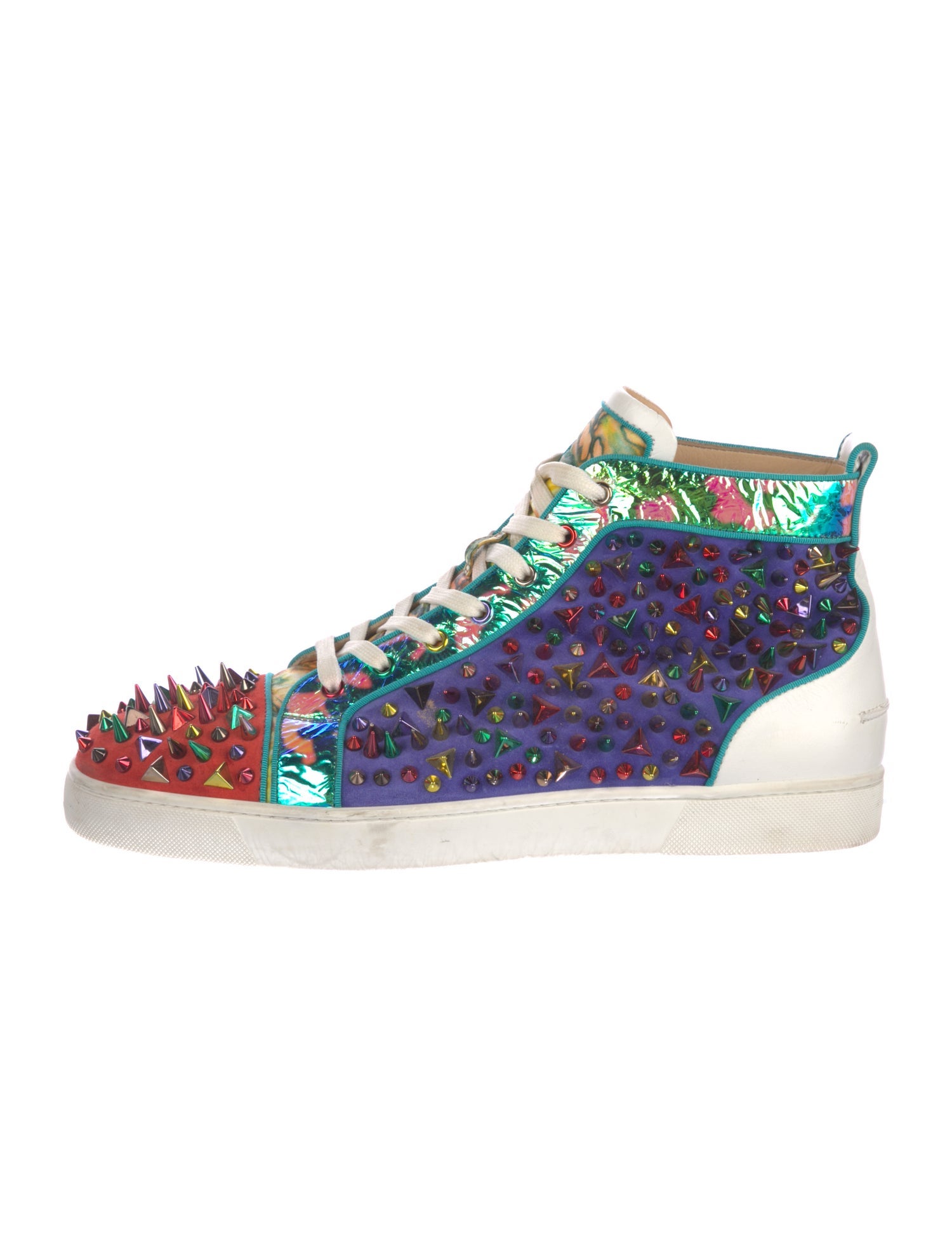 Christian Louboutin Spike Accents Suede Sneakers