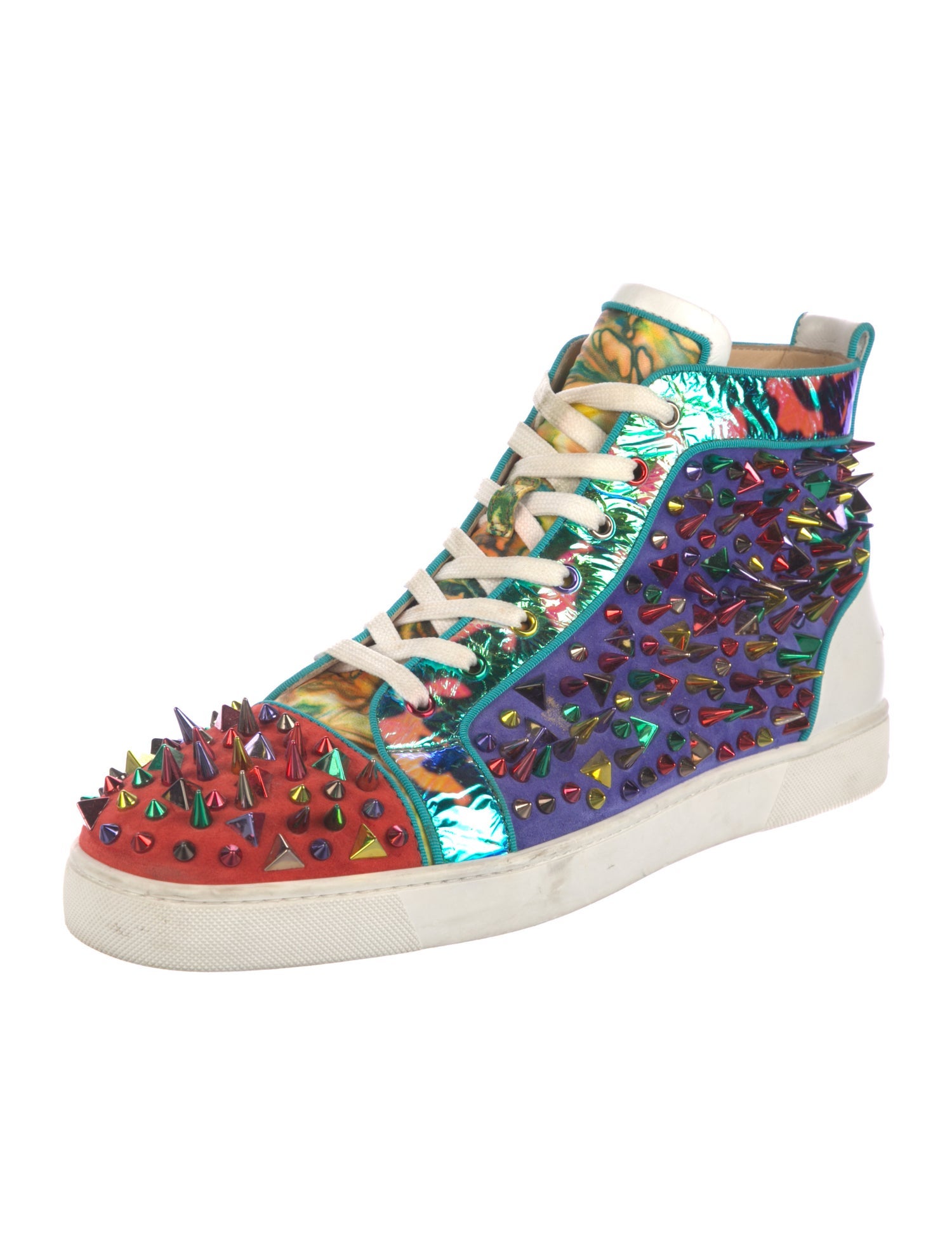 Christian Louboutin Spike Accents Suede Sneakers