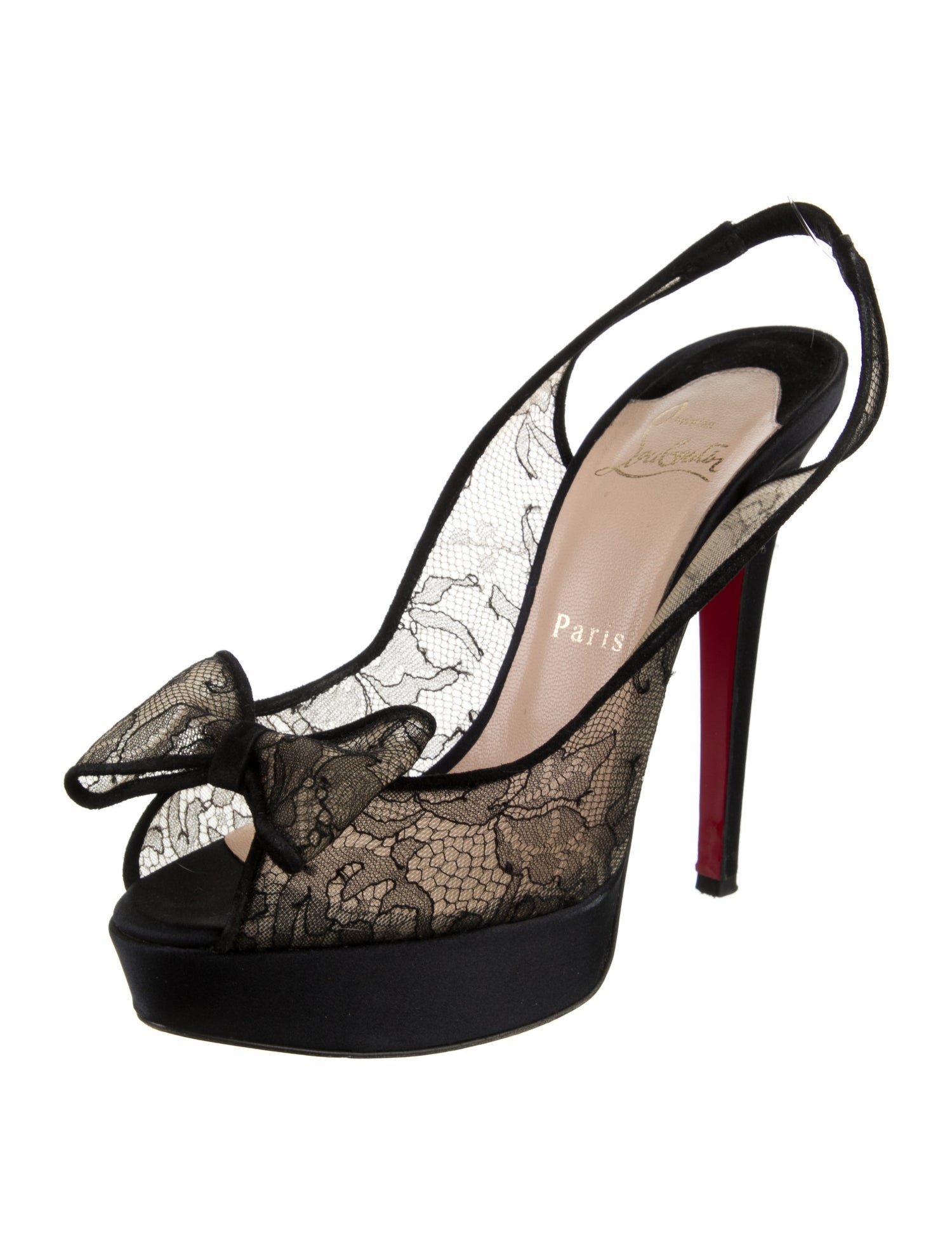 Christian Louboutin Lace Lace Pattern Slingback Pumps