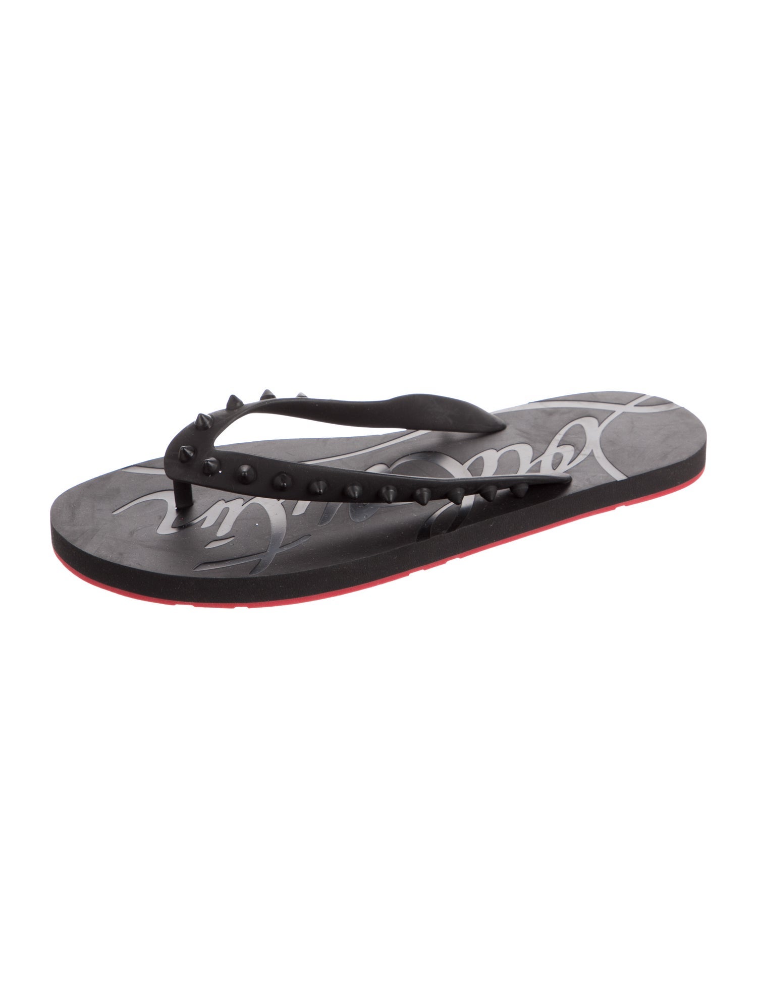 Christian Louboutin Rubber Studded Accents Flip Flops