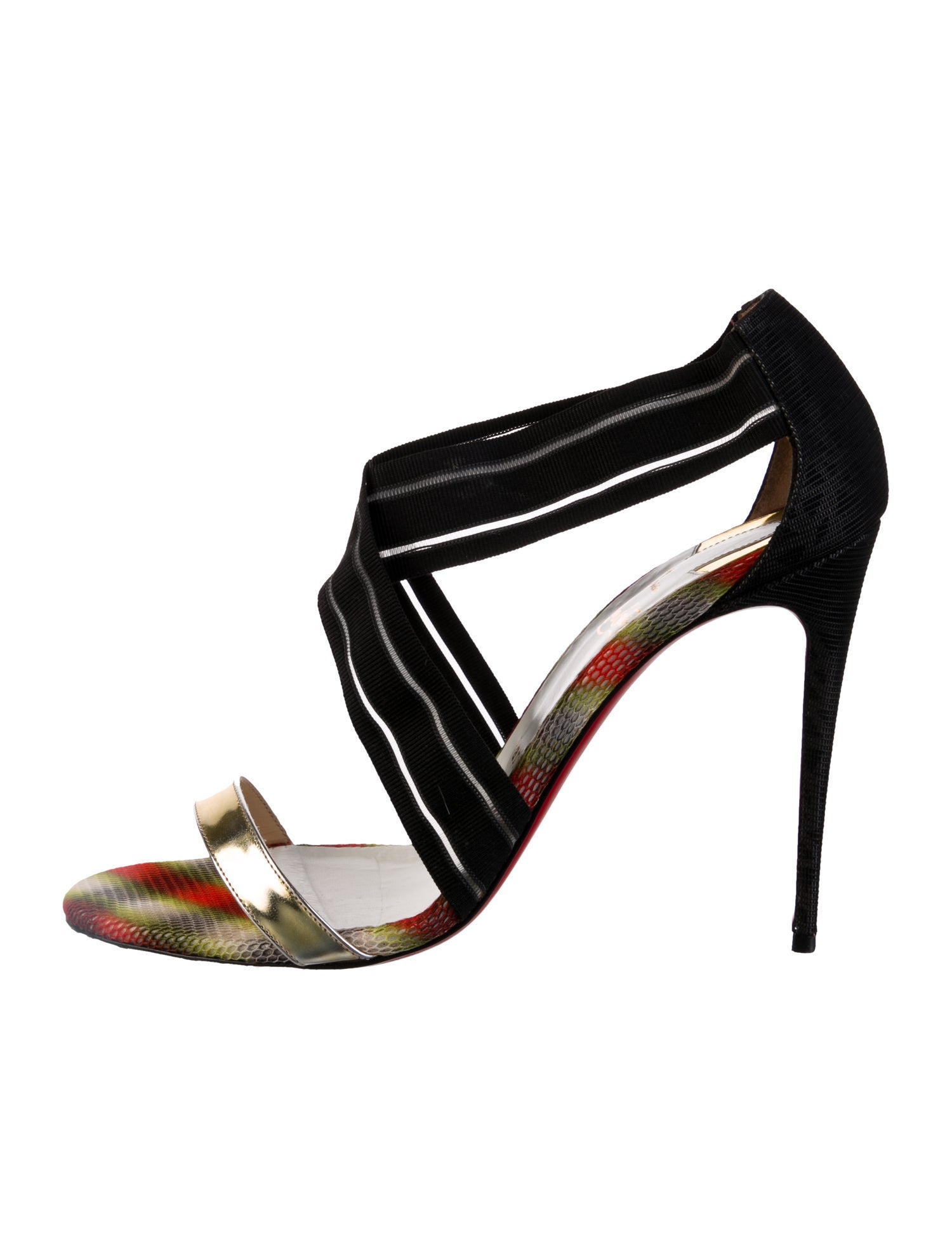 Christian Louboutin Suede Colorblock Pattern Sandals