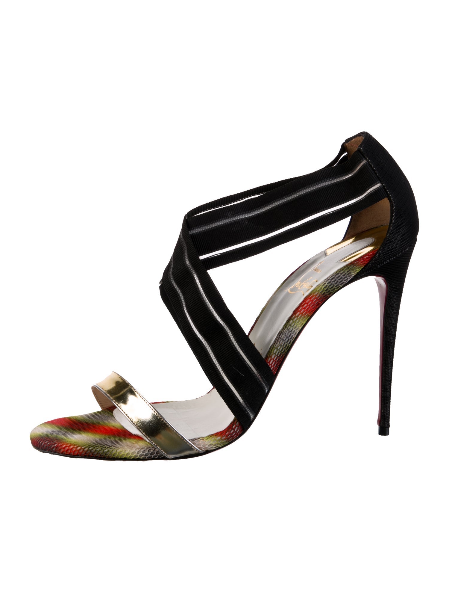 Christian Louboutin Suede Colorblock Pattern Sandals