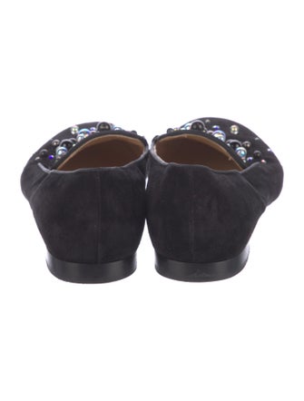 Christian Louboutin Suede Crystal Embellishments Loafers