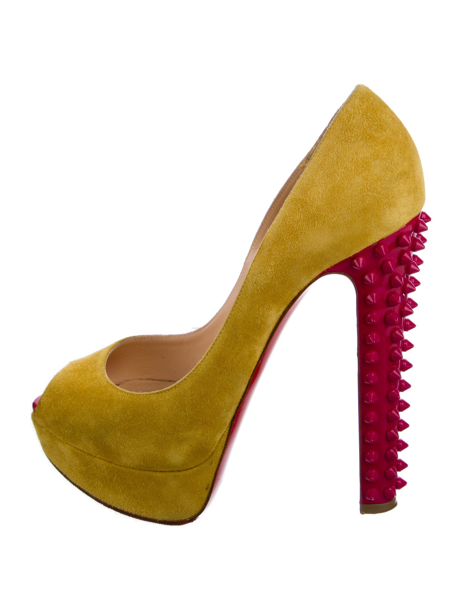 Christian Louboutin Spike Accents Suede Pumps