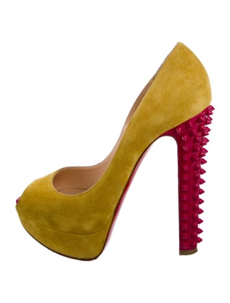 Christian Louboutin Spike Accents Suede Pumps