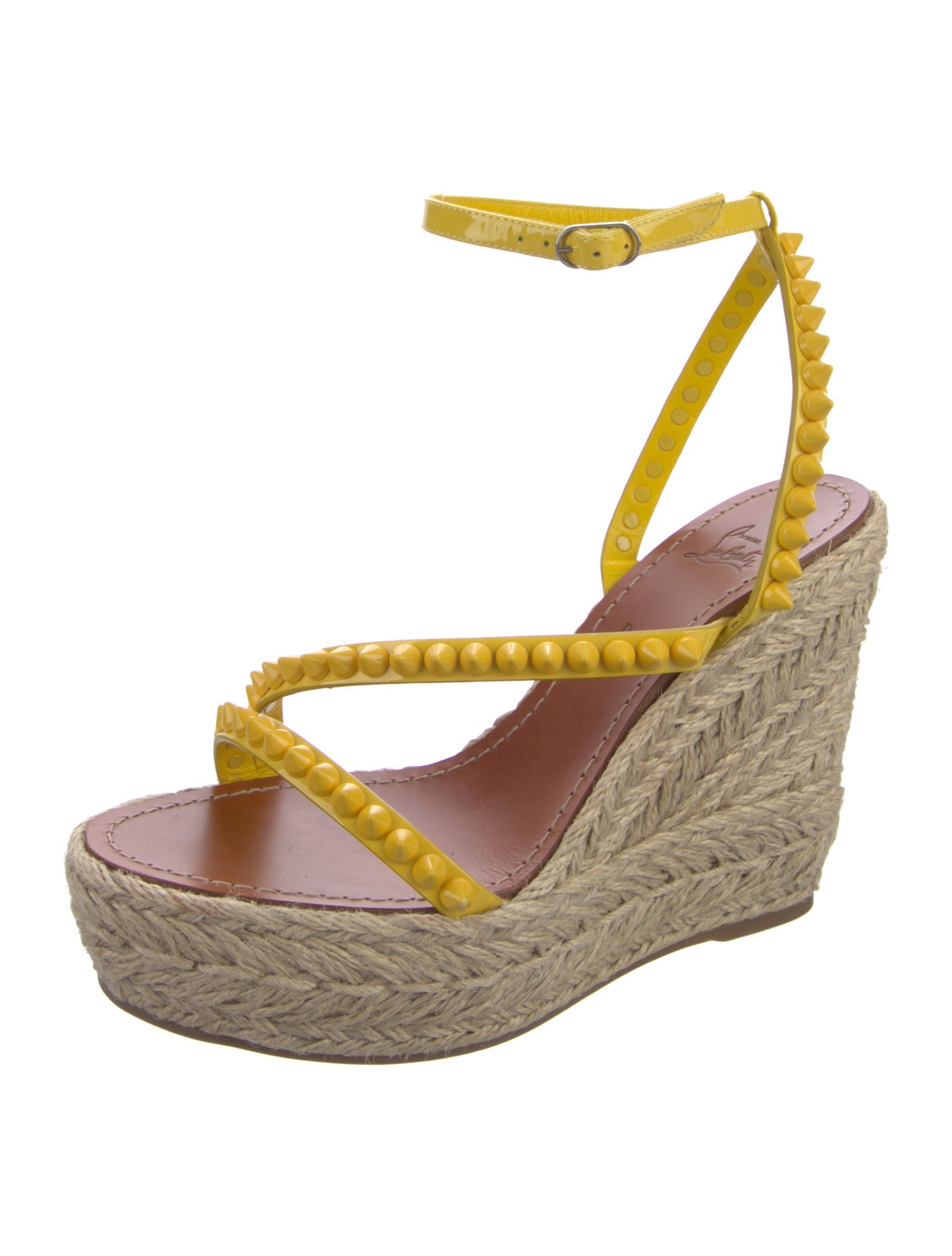 Christian Louboutin Spike Accents Patent Leather Espadrilles