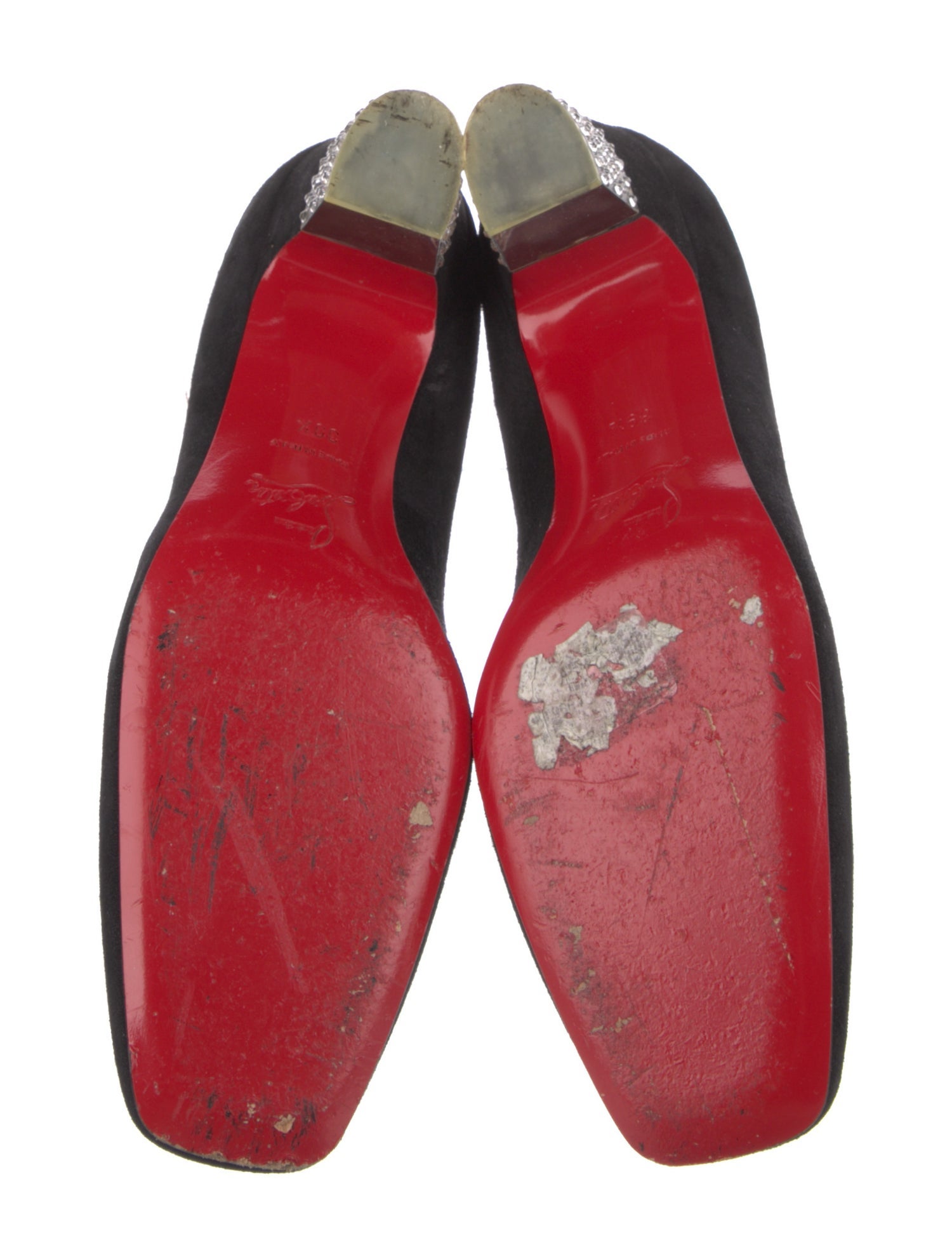 Christian Louboutin Suede Crystal Embellishments Pumps