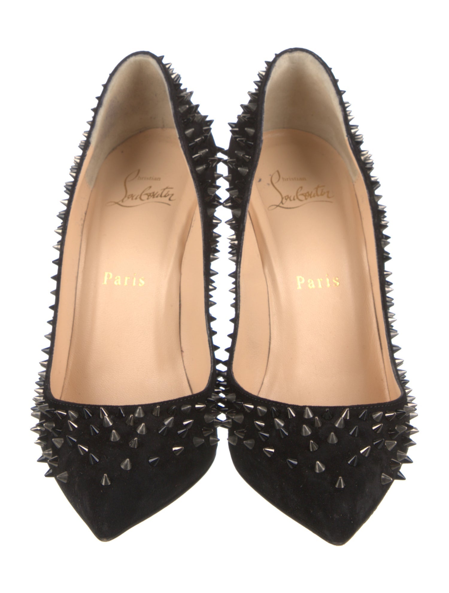 Christian Louboutin Spike Accents Suede Pumps