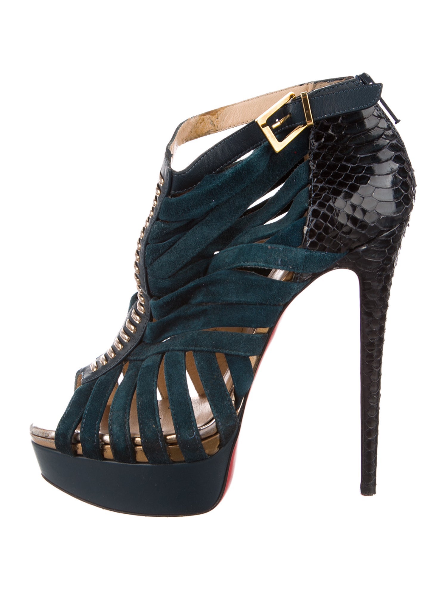 Christian Louboutin Suede Animal Print T-Strap Pumps