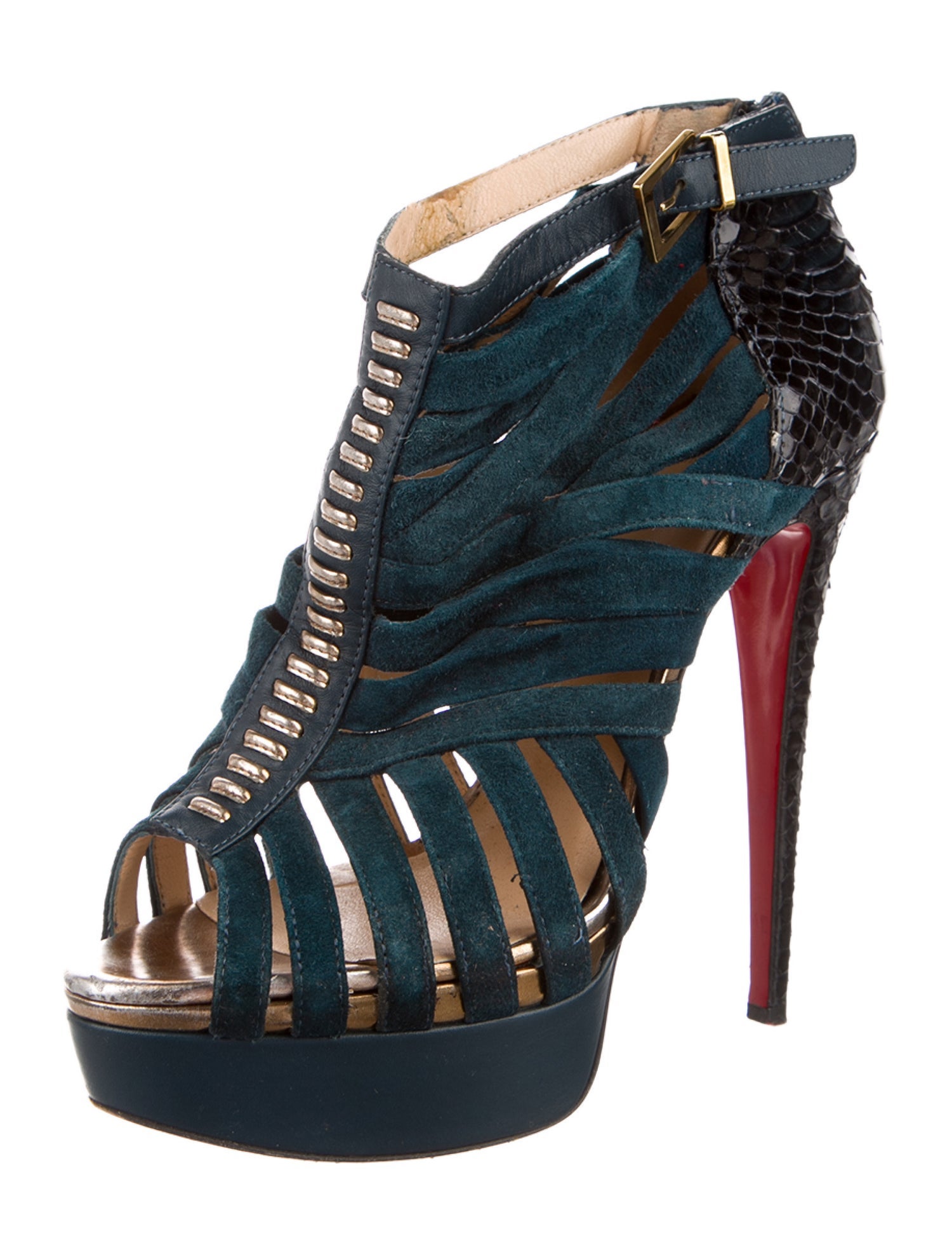 Christian Louboutin Suede Animal Print T-Strap Pumps
