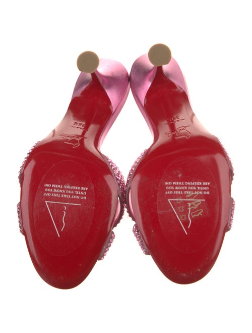 Christian Louboutin Leather Crystal Embellishments T-Strap Sandals