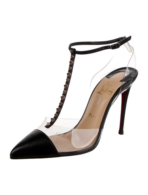 Christian Louboutin Spike Accents Leather T-Strap Pumps