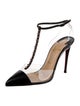 Christian Louboutin Spike Accents Leather T-Strap Pumps