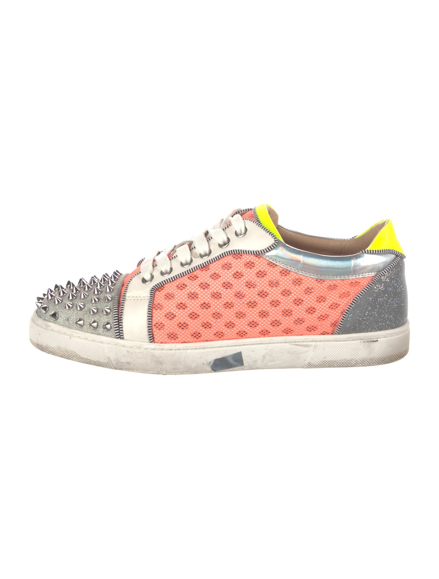 Christian Louboutin Mesh Colorblock Pattern Sneakers