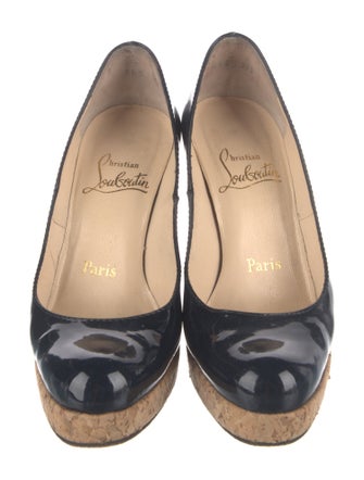 Christian Louboutin Patent Leather Colorblock Pattern Pumps