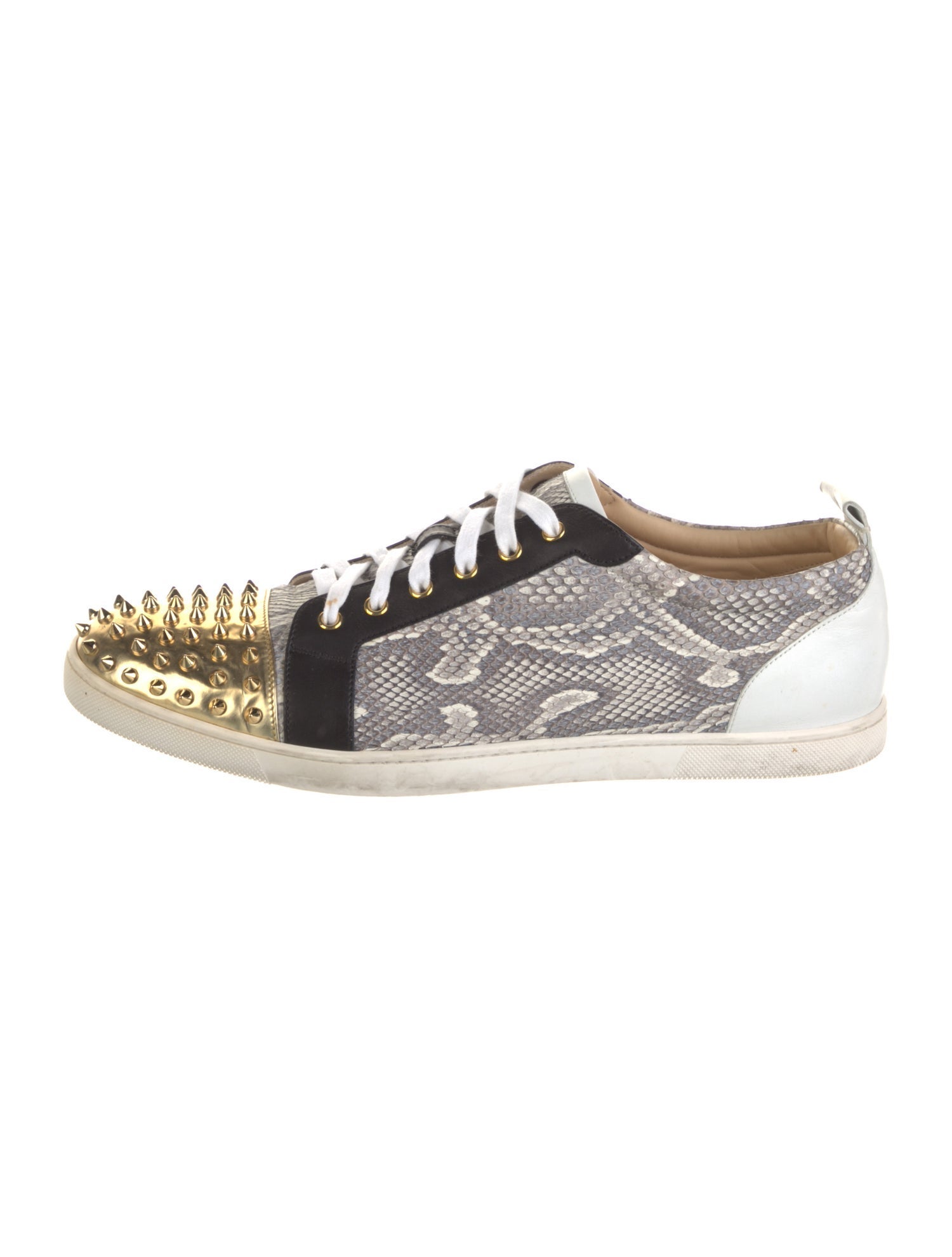 Christian Louboutin Spike Accents Embossed Leather Sneakers