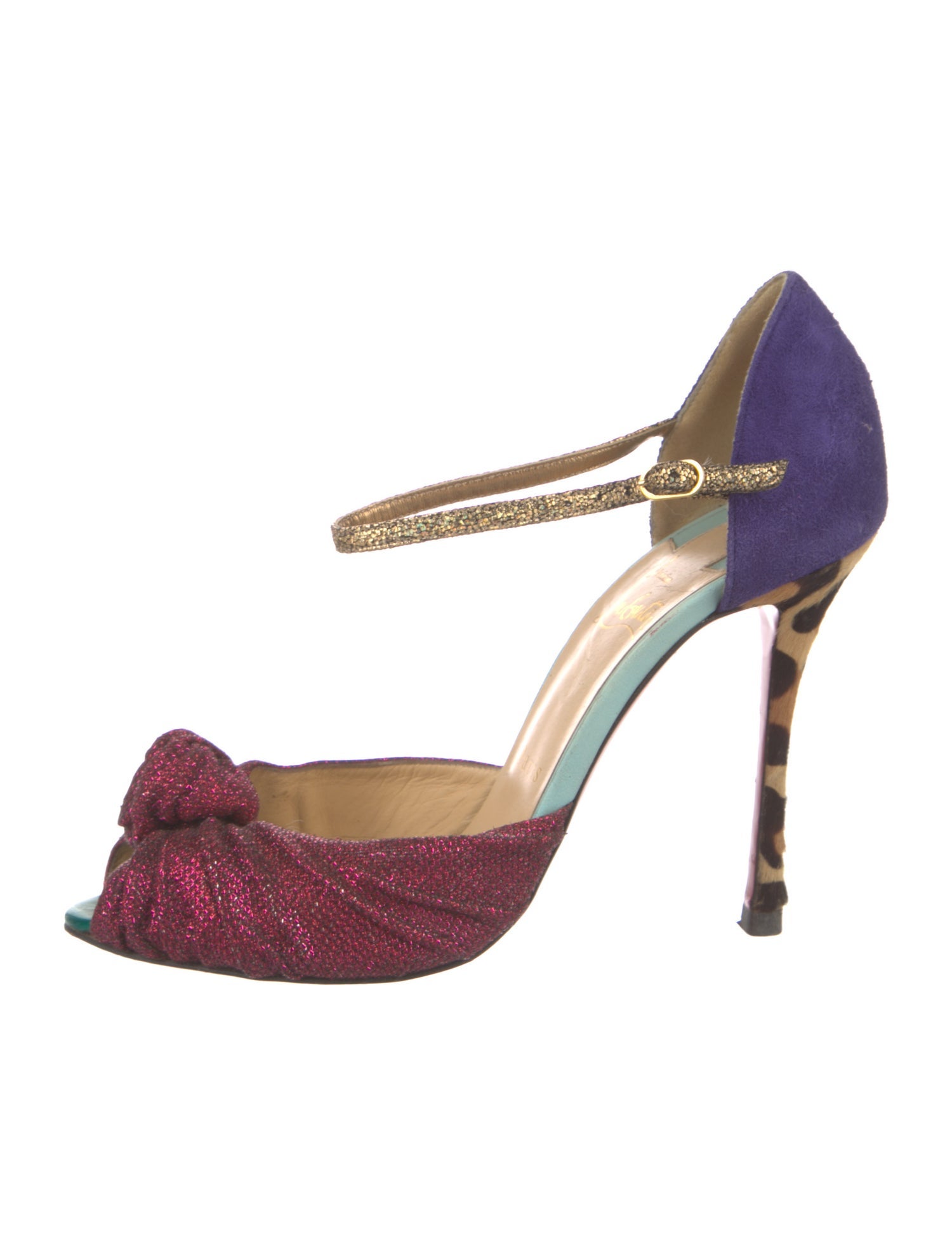 Christian Louboutin Glitter Colorblock Pattern D'Orsay Pumps