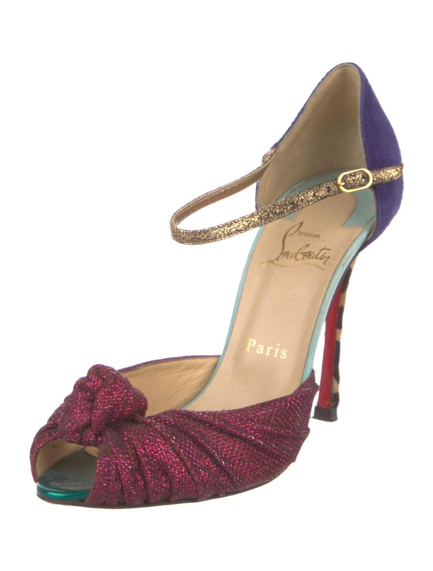 Christian Louboutin Glitter Colorblock Pattern D'Orsay Pumps