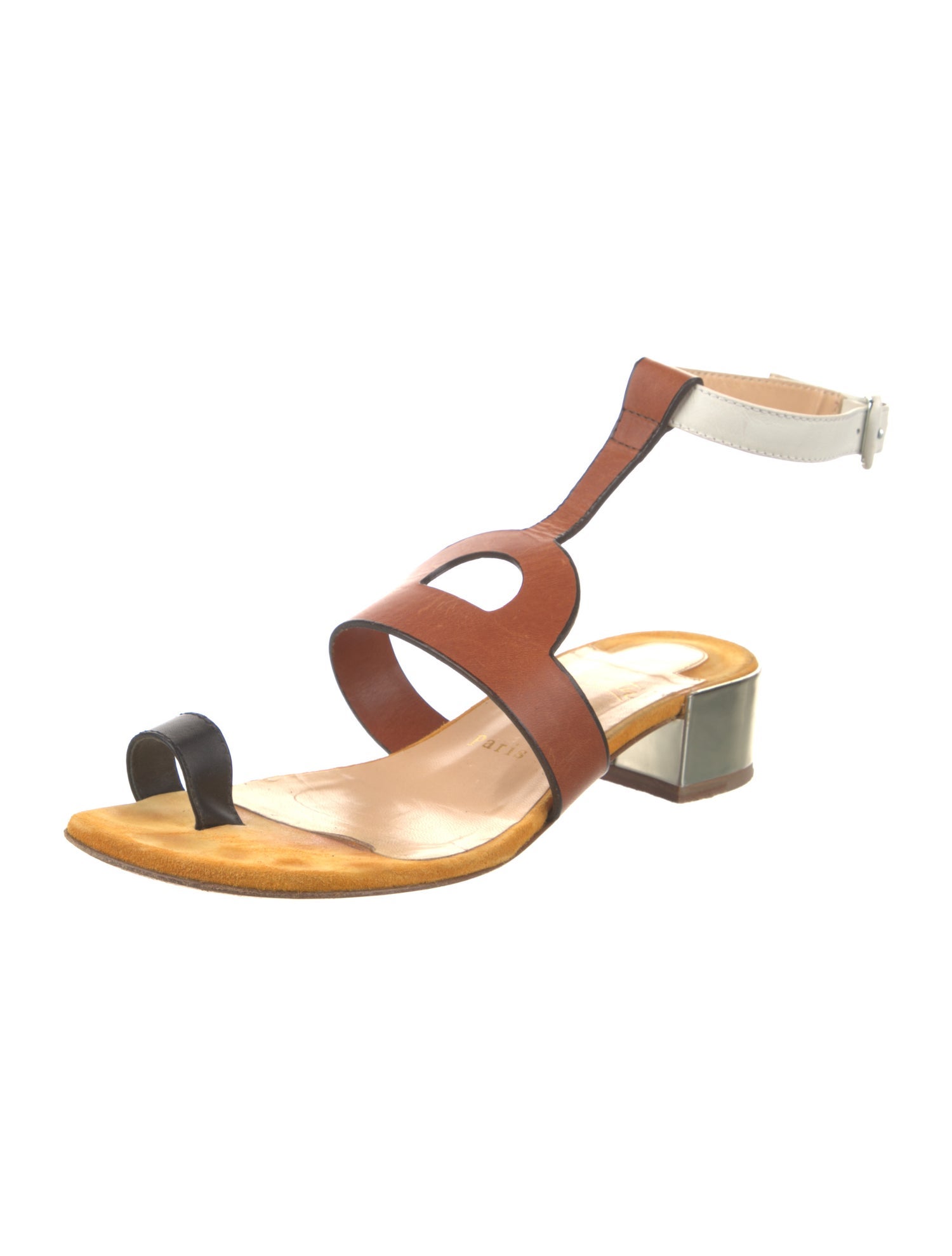 Christian Louboutin Leather Cutout Accent Gladiator Sandals