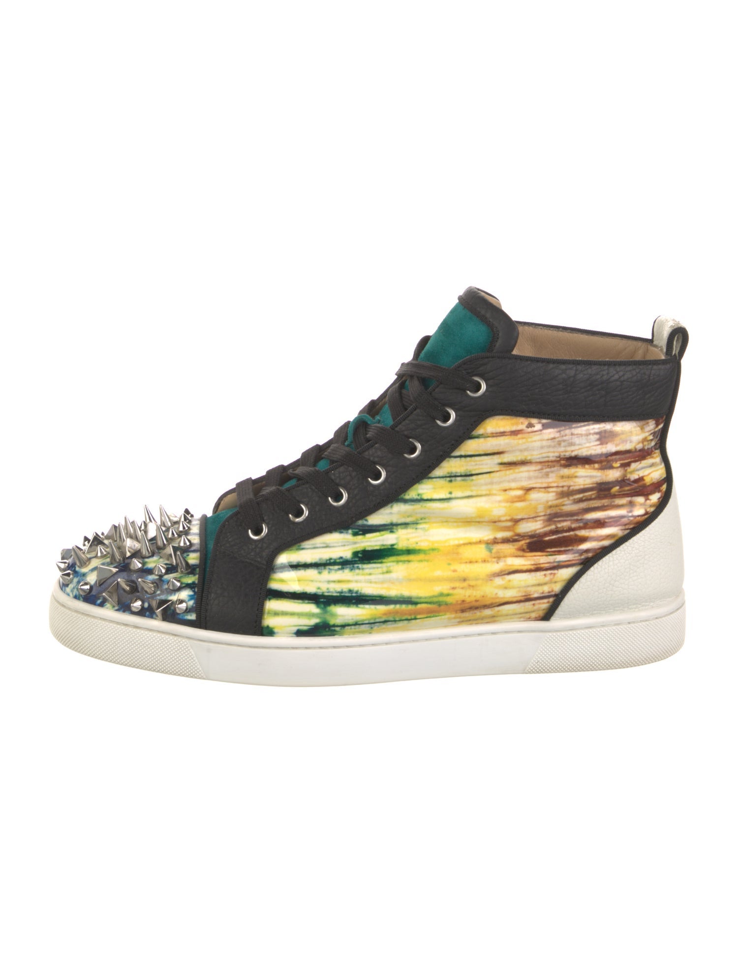 Christian Louboutin Spike Accents Patent Leather Sneakers