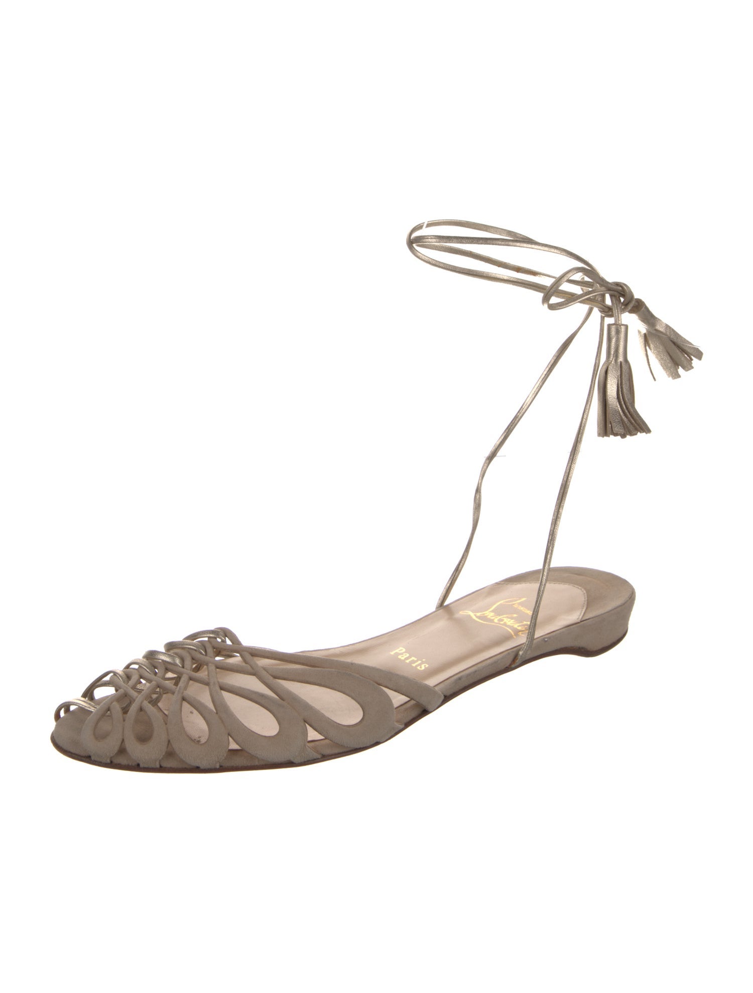 Christian Louboutin Suede Tassel Accents Gladiator Sandals