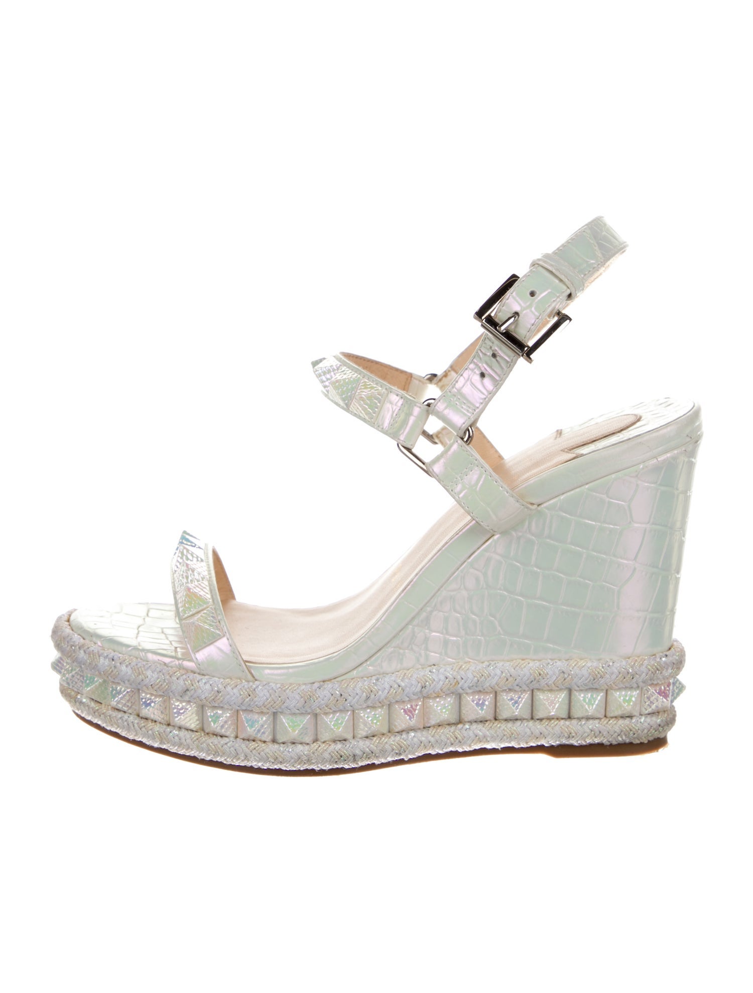 Christian Louboutin Leather Studded Accents Espadrilles