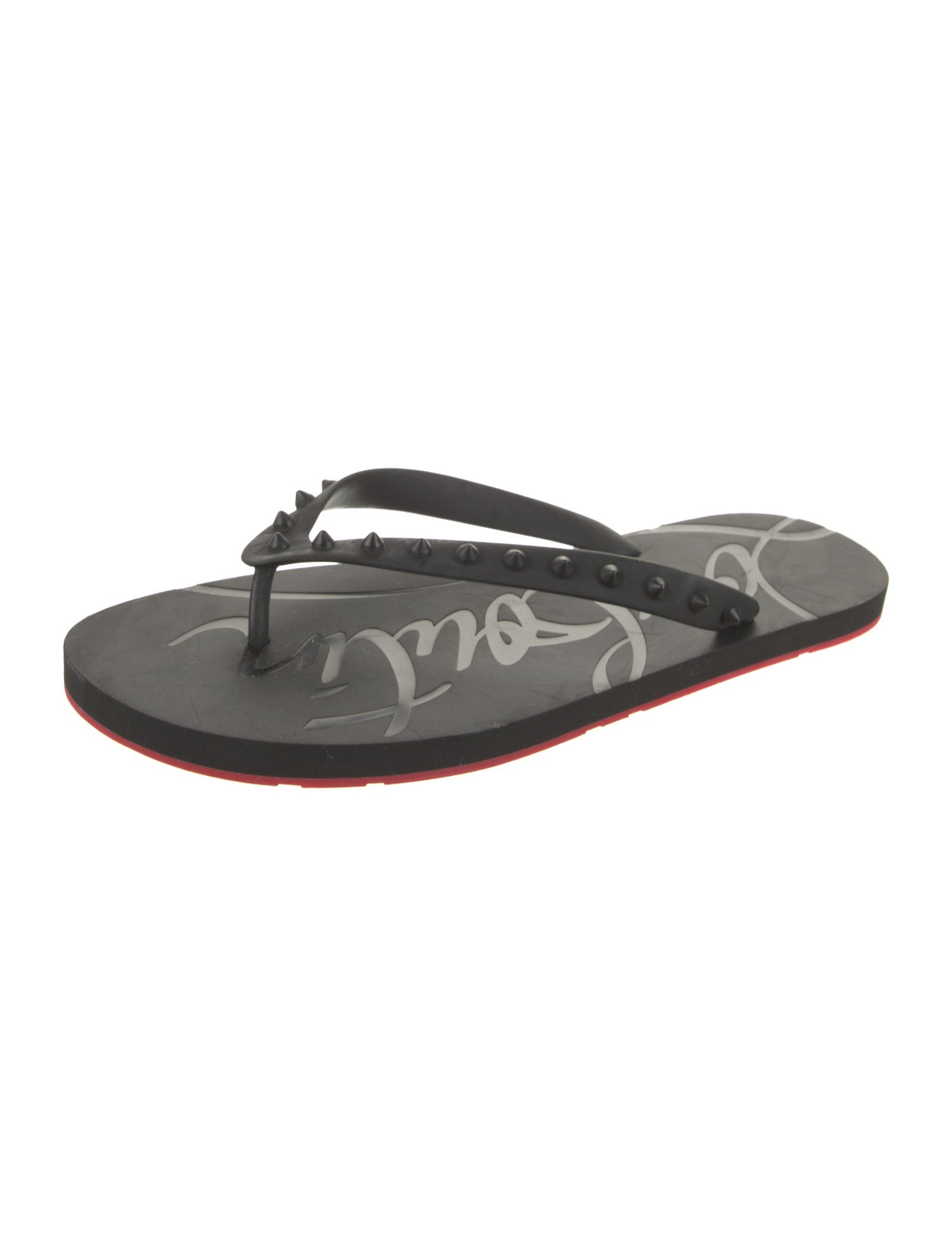 Christian Louboutin Rubber Studded Accents Flip Flops