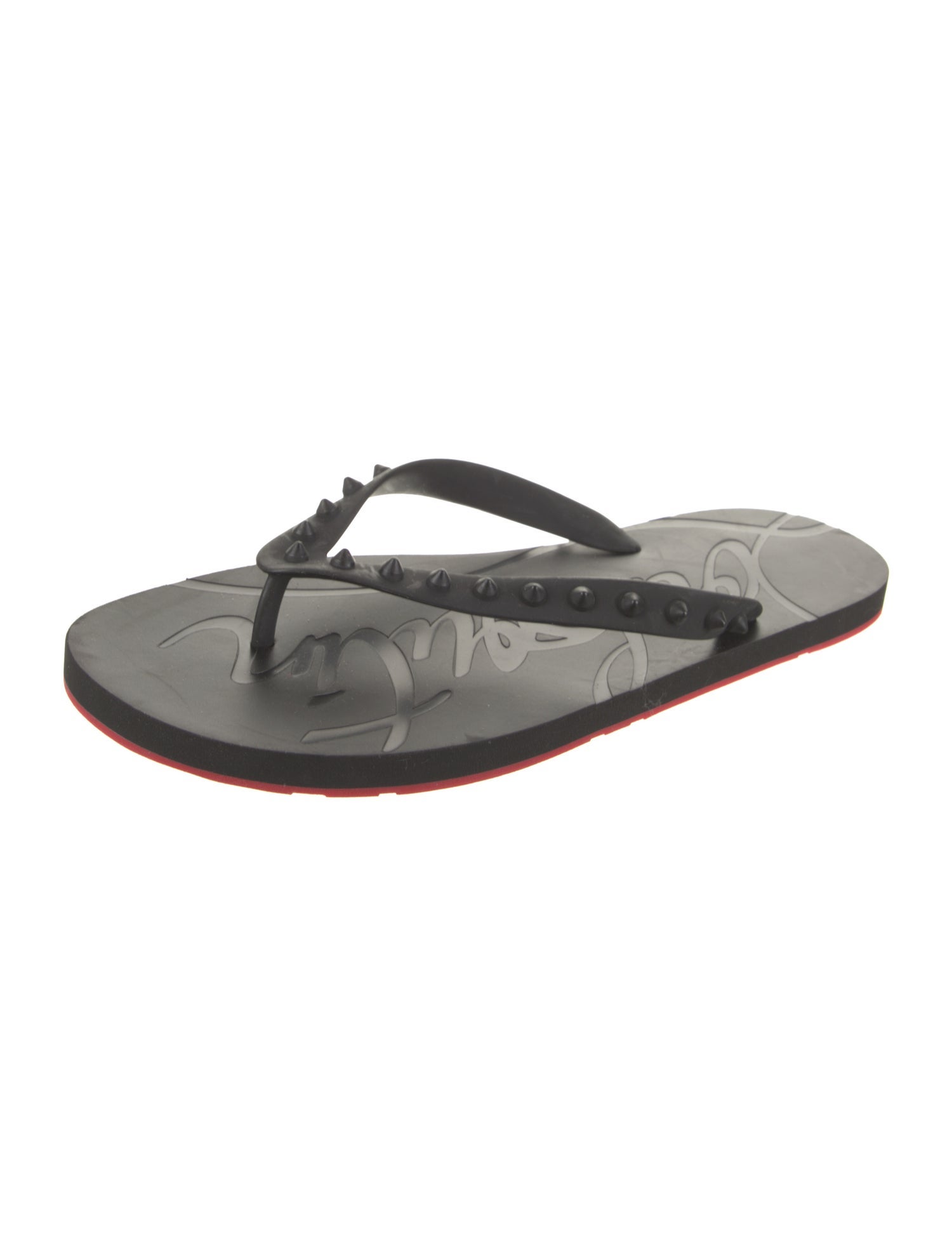 Christian Louboutin Rubber Studded Accents Flip Flops