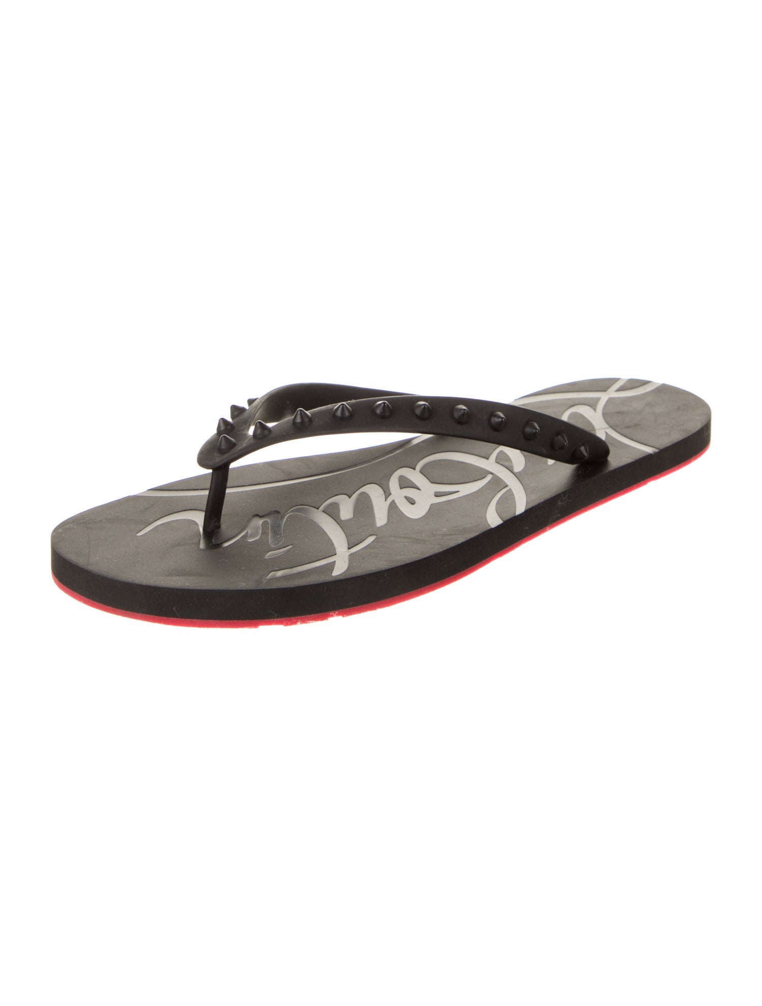 Christian Louboutin Rubber Studded Accents Flip Flops