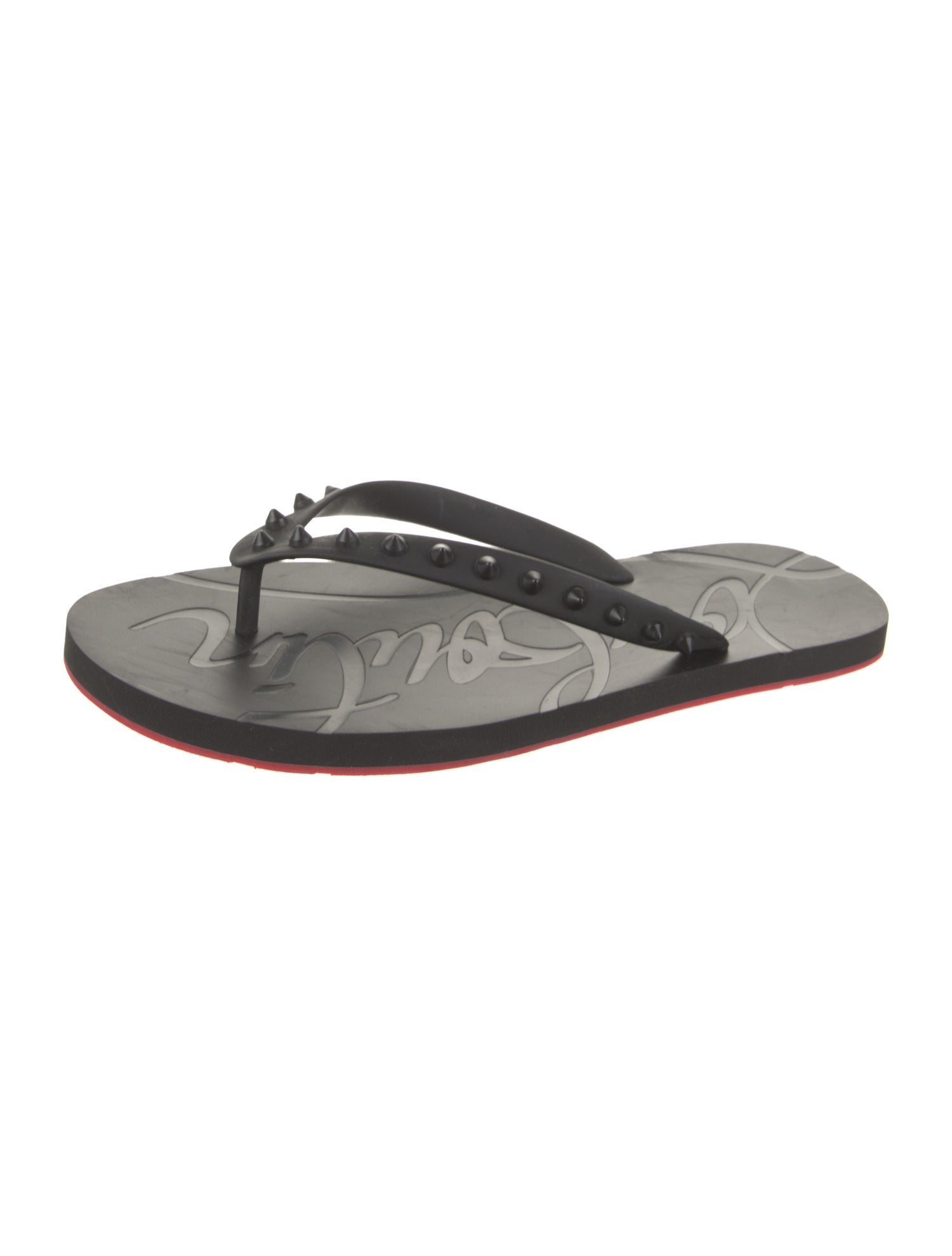 Christian Louboutin Rubber Studded Accents Flip Flops