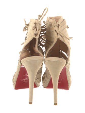 Christian Louboutin Suede Fringe Trim Accent Sandals w/ Tags