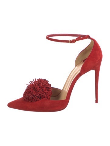 Christian Louboutin Pumps Suede Pom-Pom Embellishments D'Orsay IT 38.5 | 8.5
