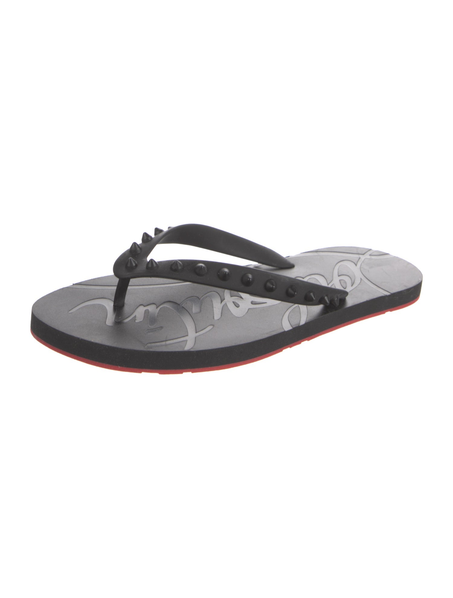 Christian Louboutin Rubber Studded Accents Flip Flops